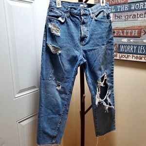 Forever 21 Distressed Light Blue Boyfriend Jeans